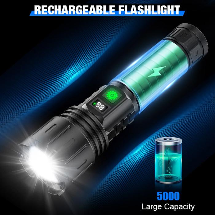 100000LM Super Bright Rechargeable Tactical LED Flashlight, World's Brightest Flashlight with 5 Modes and Waterproof Design