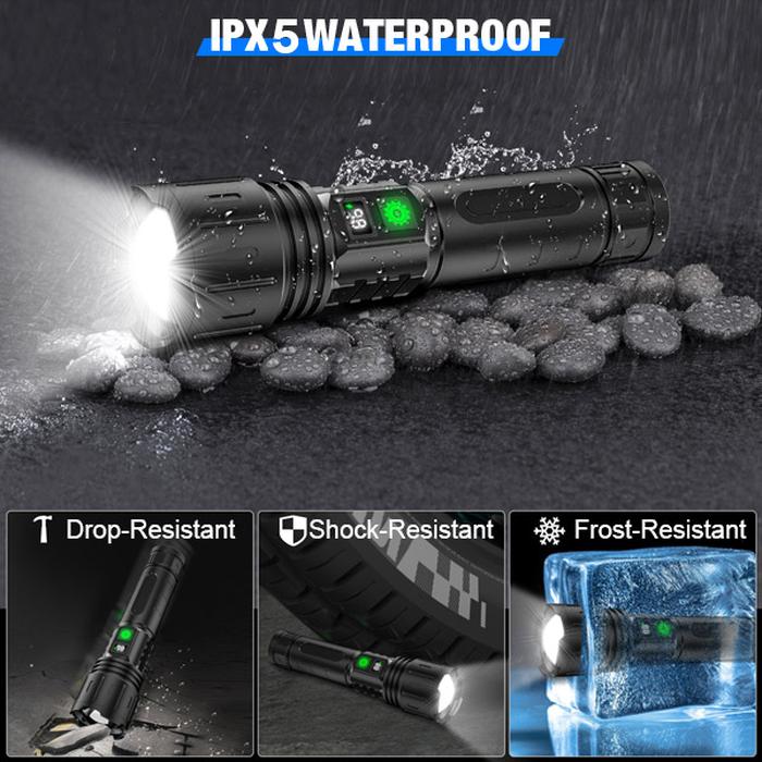 100000LM Super Bright Rechargeable Tactical LED Flashlight, World's Brightest Flashlight with 5 Modes and Waterproof Design