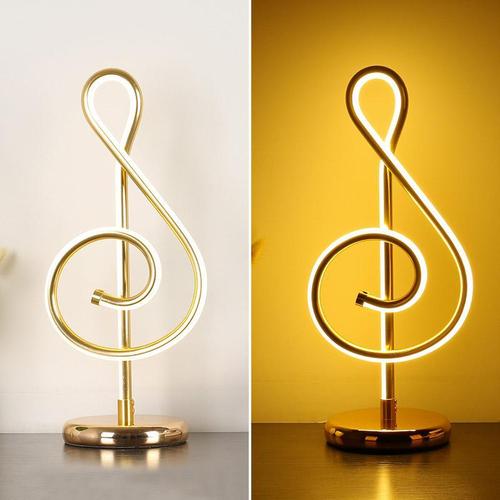 21W Modern Golden Music Note LED Desk Lamp for Bedroom Bedside Night Light