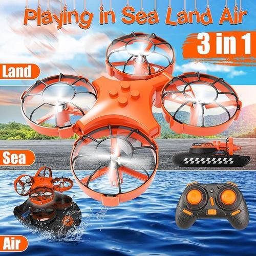 3-in-1 Flying Air Water &amp; Land Hovercraft RC Drone RTF Quadcopter
