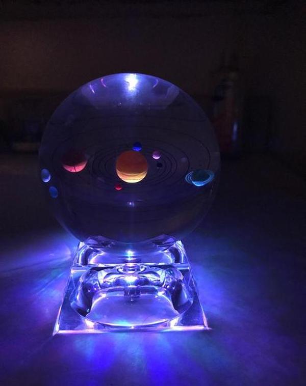 3D Crystal Ball With Solar System Model And LED lamp Base, 3D Crystal Ball Transparent Glowing Milky Way Ornament photo review