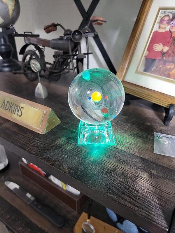 3D Crystal Ball With Solar System Model And LED lamp Base, 3D Crystal Ball Transparent Glowing Milky Way Ornament photo review