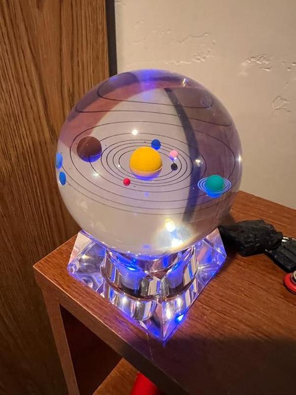 3D Crystal Ball With Solar System Model And LED lamp Base, 3D Crystal Ball Transparent Glowing Milky Way Ornament photo review