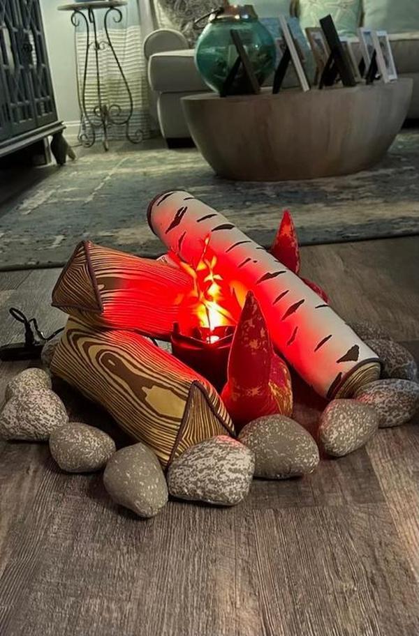 3D Fake Flame Lamp, Electric Campfire Artificial Flickering Flame, Table Lamp Fake Fire Light Realistic Flame photo review