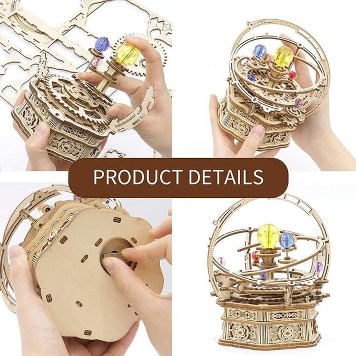 3D Wooden Puzzles for Adults Mechanical Music Box-Starry Night, DIY Rotating Music Box Model Building Kits