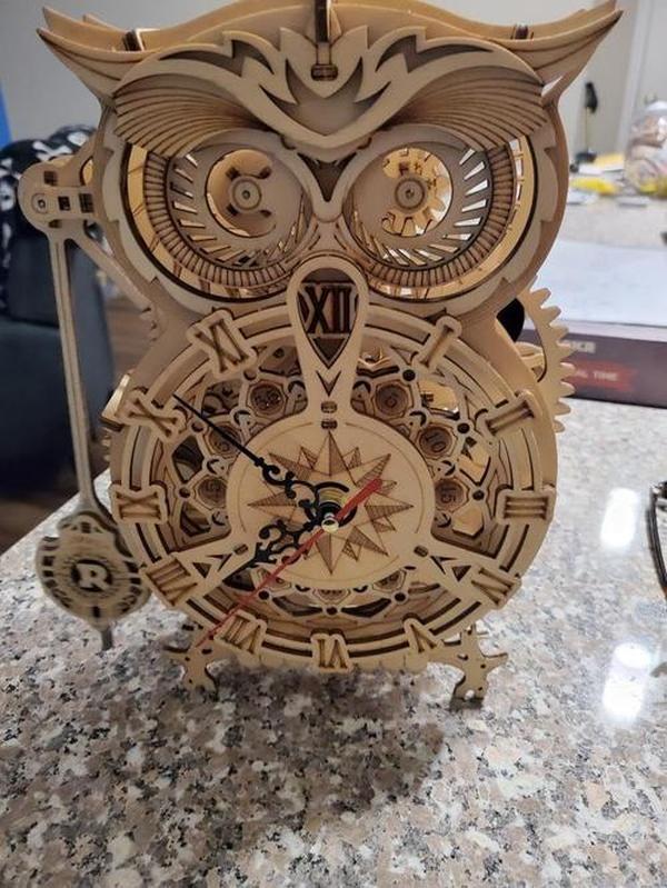 3D Wooden Puzzles Mechanical Clock Kits, Owl Clocks, DIY Clock Model Building Kits Educational Brain Teaser Puzzles photo review