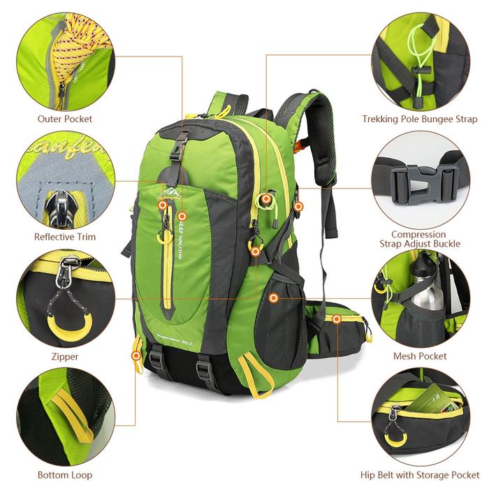 40L Waterproof Climbing Backpacks Men Women Outdoor Sports Backpacks Camping Hiking Backpacks Sports Bag Mountaineering Bag