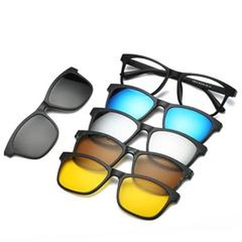 5 in 1 Polarized Magnetic Clip on Sunglasses - Night Driving Glasses