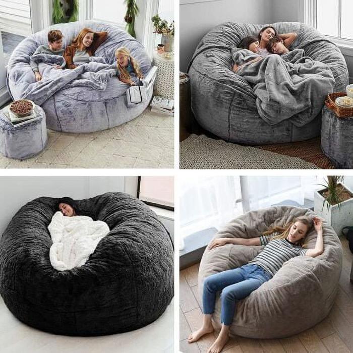 7Ft Oversized Fur Bean Bag Chair Cover