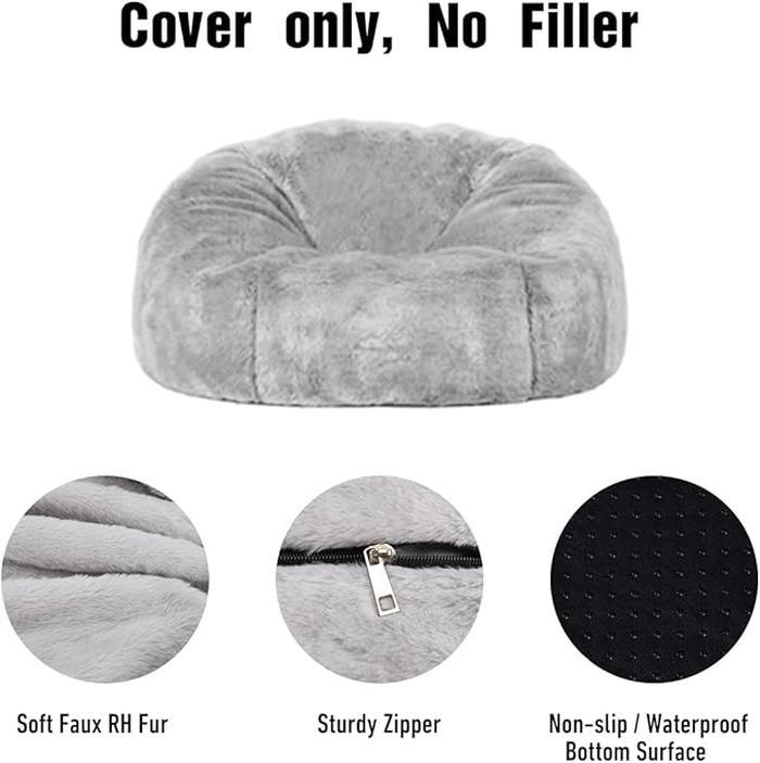 7Ft Oversized Fur Bean Bag Chair Cover