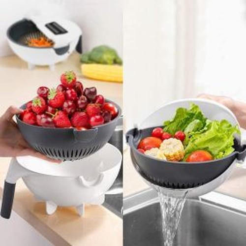 9 In1Kitchen Rotate Vegetable Fruit Cutter Grater Chopper With Washing Basket