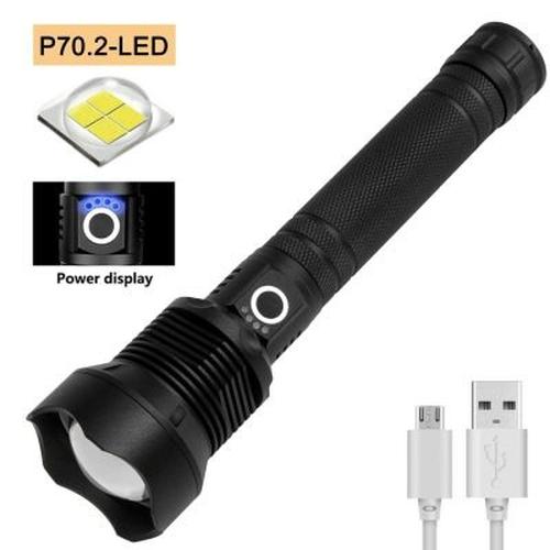 90000 Lumens Rechargeable XHP70.2 LED Flashlight for Outdoor