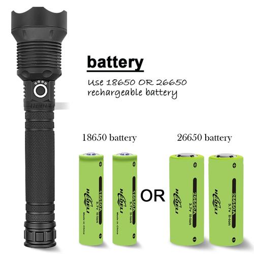 90000 Lumens Rechargeable XHP70.2 LED Flashlight for Outdoor