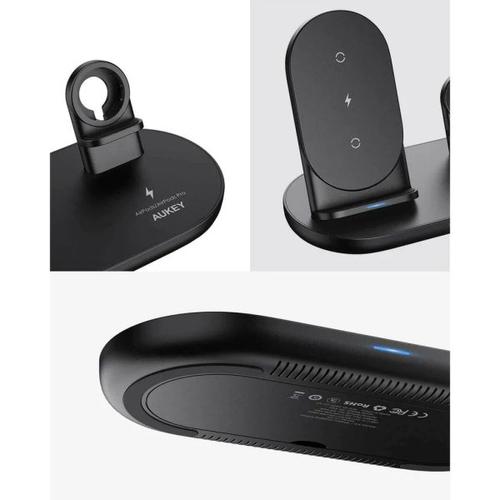 Aukey 3-In-1 Wireless Charger Black