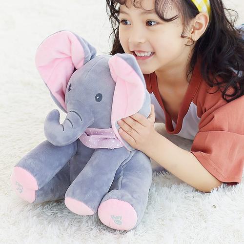 Baby Peek-A-Boo Singing Elephant Plush Toy Educational Electric