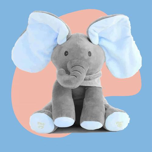 Baby Peek-A-Boo Singing Elephant Plush Toy Educational Electric