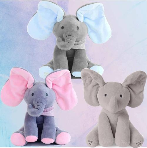 Baby Peek-A-Boo Singing Elephant Plush Toy - Educational &amp; Electric