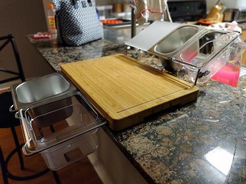 Extensible Bamboo Cutting Board Set with Containers for Kitchen with Juice Groove, Eco-friendly Chopping and Serving Board photo review