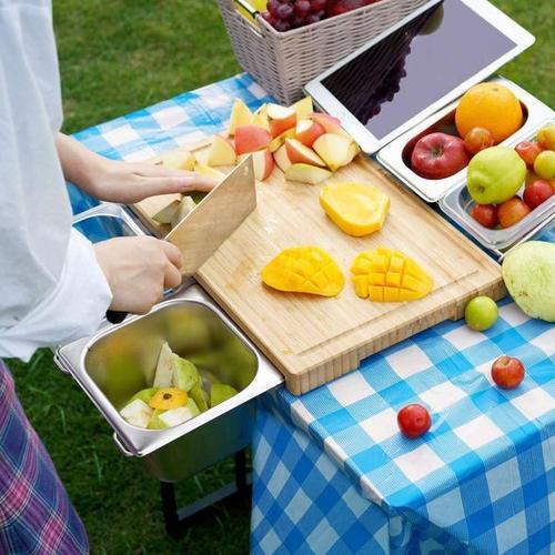 Bamboo Cutting Board With Trays Storage Box Smooth Multifunction Practical