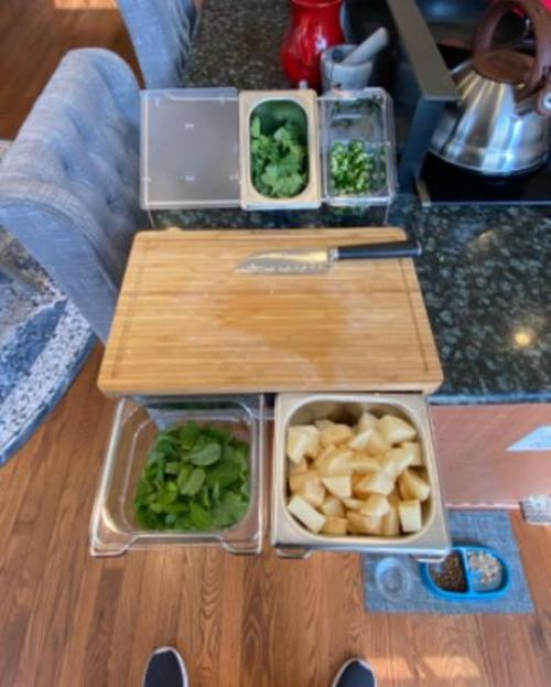 Bamboo Cutting Board With Trays Storage Box Smooth Multifunction Practical photo review