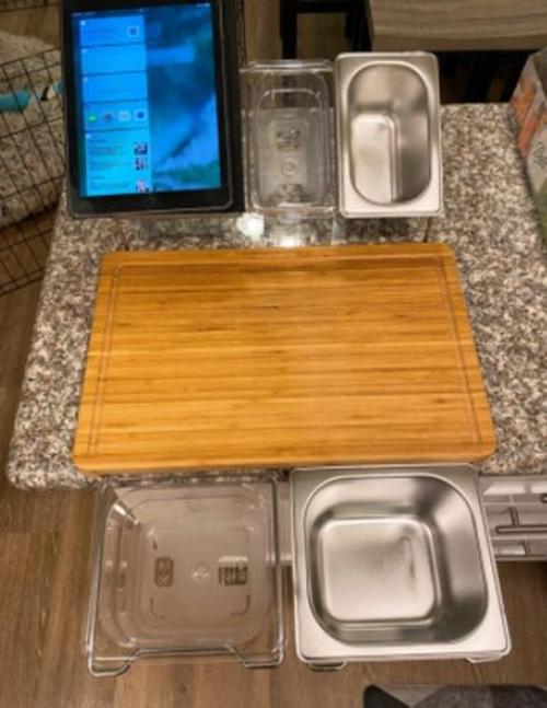 Bamboo Cutting Board With Trays Storage Box Smooth Multifunction Practical photo review