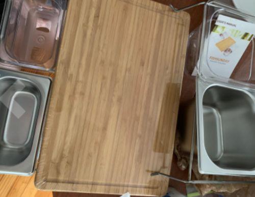 Bamboo Cutting Board With Trays Storage Box Smooth Multifunction Practical photo review