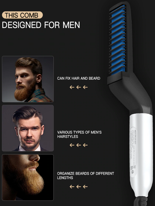 Beard Straightener Heated Hair Comb, Men's Multi-Function Straight Hair Comb