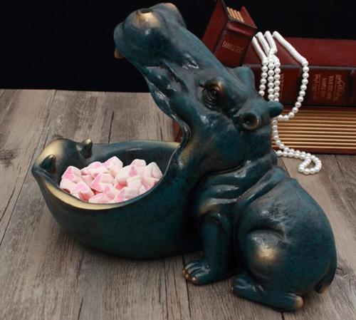 Big Mouth Hippo Ceramic Storage Figurine Key Bowl