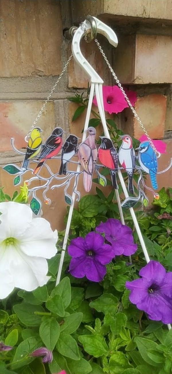 Birds Stained Glass Window Hangings, Independent Station Small Bird Painted Window Decoration photo review