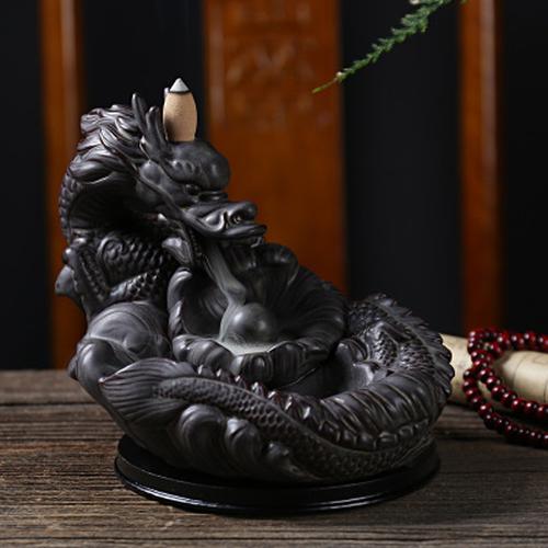 Black Dragon Aromatherapy Waterfall Incense Burner with 20 Cones