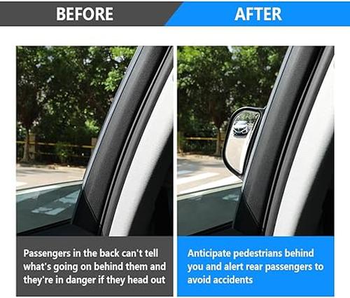 Blind Spot Mirrors for Cars, 360° Wide Angle Convex Rearview Mirror for Safe Driving