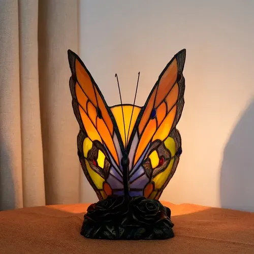 Butterfly Table Lamp - Stained Glass Hotel Decor Night Light