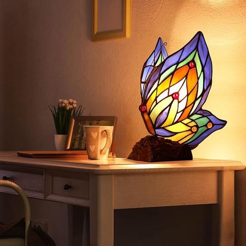 Butterfly Table Lamp - Stained Glass Hotel Decor Night Light