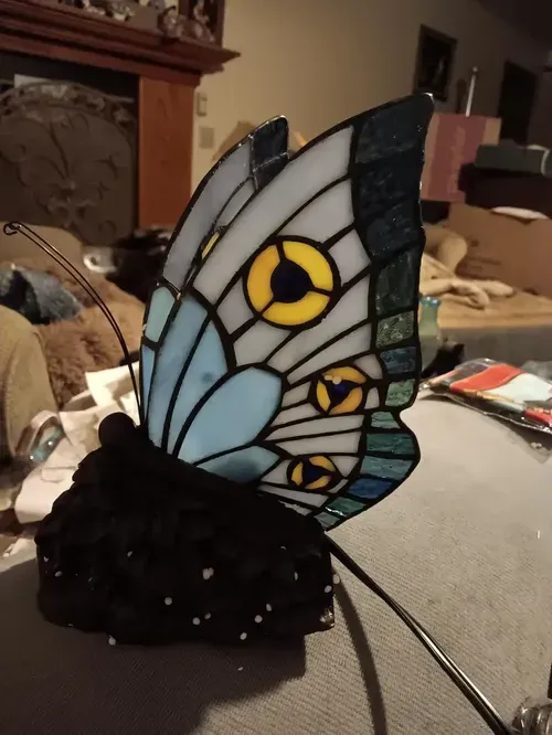 Butterfly Table Lamp - Stained Glass Hotel Decor Night Light photo review