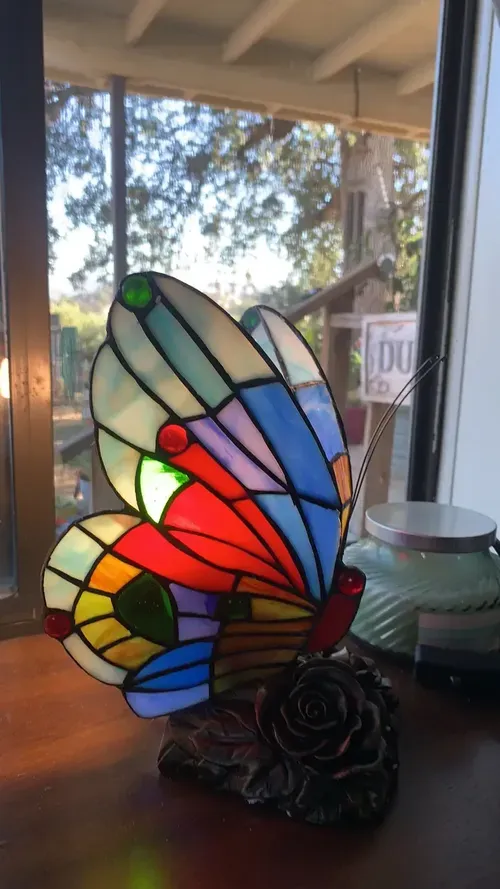 Butterfly Table Lamp - Stained Glass Hotel Decor Night Light photo review