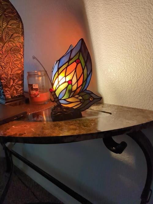 Butterfly Table Lamp - Stained Glass Hotel Decor Night Light photo review