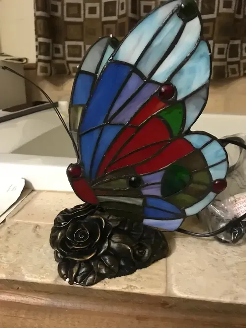 Butterfly Table Lamp - Stained Glass Hotel Decor Night Light photo review