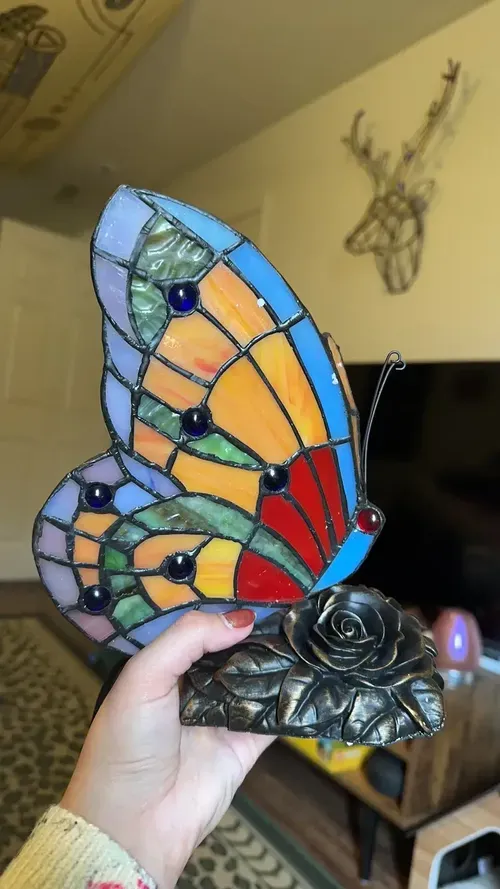 Butterfly Table Lamp - Stained Glass Hotel Decor Night Light photo review