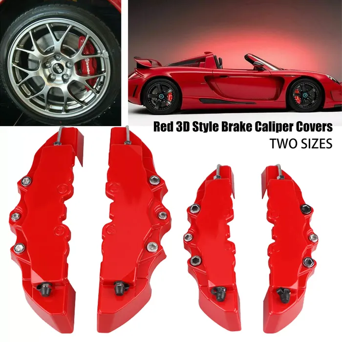 Car Brake Caliper Cover Red Brake 4 Pcs Universal Sets