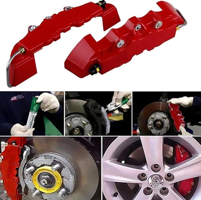 Car Brake Caliper Cover Red Brake 4 Pcs Universal Sets