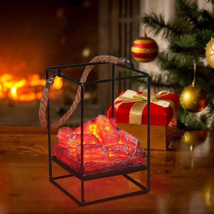 Charcoal Fireplace Lamp, Imitation Charcoal Flame Lamp, Flameless Fireplace Light, Steady Current, Save Energy