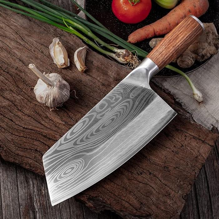 Chef Knife, Damascus Chef Knife, Butcher Knife, Wood Handle Cleaver Meat Chopping Knife