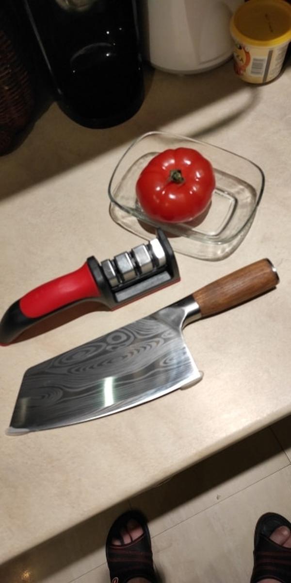 Chef Knife, Damascus Chef Knife, Butcher Knife, Wood Handle Cleaver Meat Chopping Knife photo review