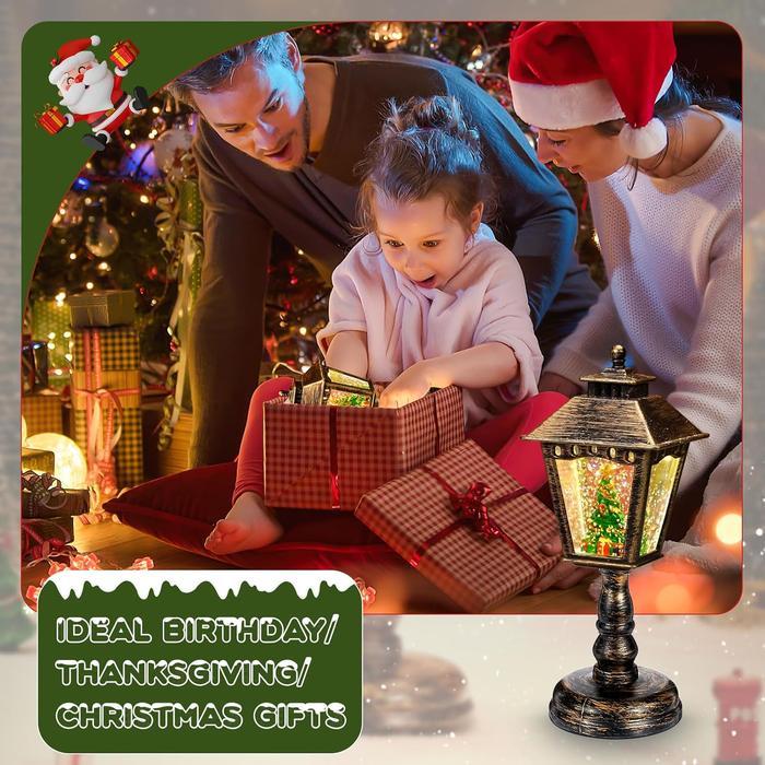 Christmas Musical Snow Globe Lantern Lighted Water Glittering Lantern, USB & Battery Operated Musical Snow Globe Christmas Decoration