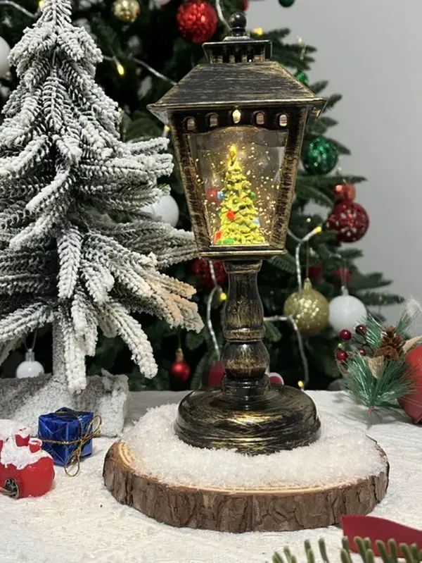 Christmas Musical Snow Globe Lantern Lighted Water Glittering Lantern, USB & Battery Operated Musical Snow Globe Christmas Decoration photo review