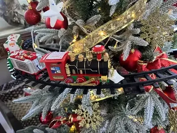 Christmas Train Sets for Under The Tree, Christmas Railway Train Set with Railway Track, Lights and Sounds Electric Train Set photo review