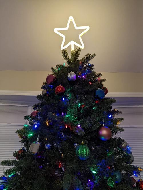 Christmas Tree Topper Large 5 Point Star Treetop with LED Warm White Lights, LED Tree Top Light Three-dimensional Luminous Star Light photo review