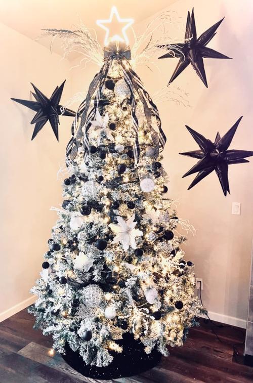 Christmas Tree Topper Large 5 Point Star Treetop with LED Warm White Lights, LED Tree Top Light Three-dimensional Luminous Star Light photo review