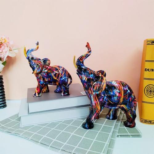 Creative Colorful Elephant Ornament Home Living Room Wine Cabinet