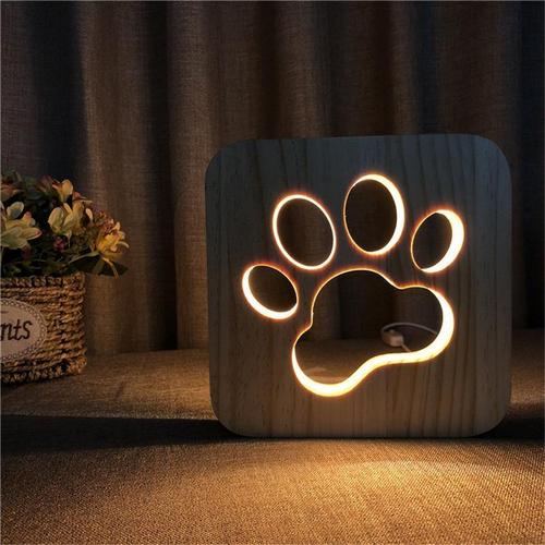 Creative Wooden Table Lamp Dog Paw Bedroom Decoration Night Light